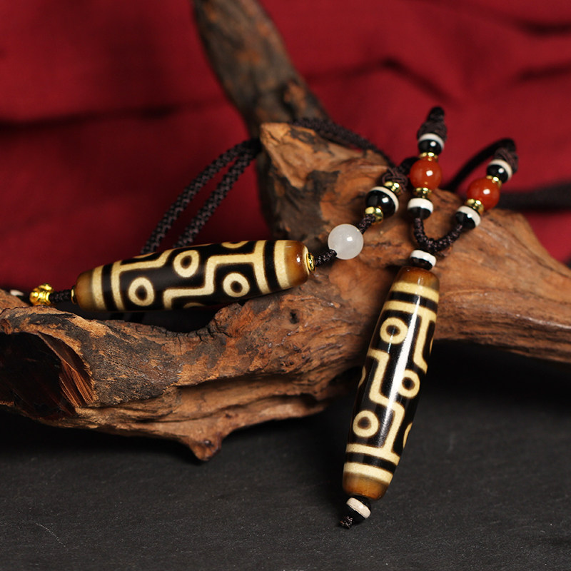 圣饰奇缘 西藏天然玛瑙 黑白至纯九眼天珠 58*13mm超顶项链锁骨链