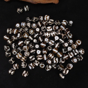 5A级黑白西藏天然玛瑙一线水纹天地龟甲贵人天珠配饰腰珠12*12mm