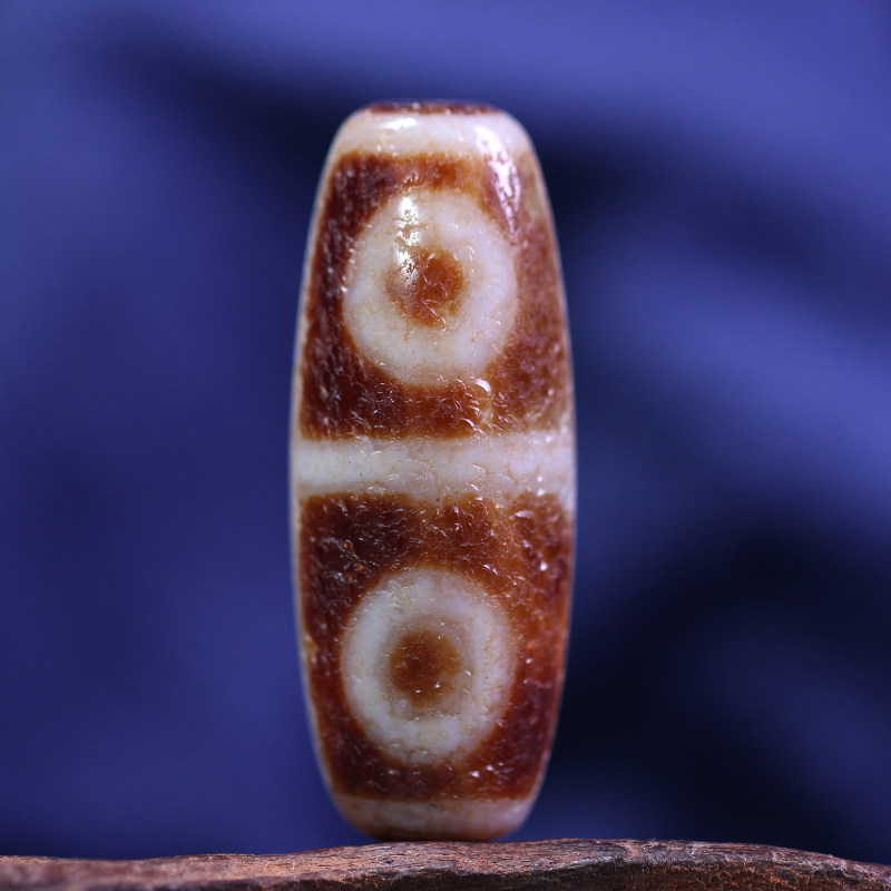 天然西藏真品老原石玛瑙龙鳞纹四眼天珠吊坠项链手串15*39mm左右