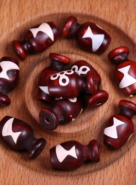 圣饰奇缘 天然真品西藏庙供老矿玛瑙宝瓶闪电五眼天珠12*22mm左右