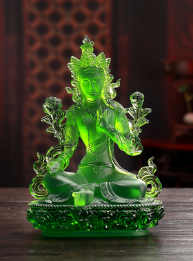 绿度母摆件工艺品琉璃佛像
