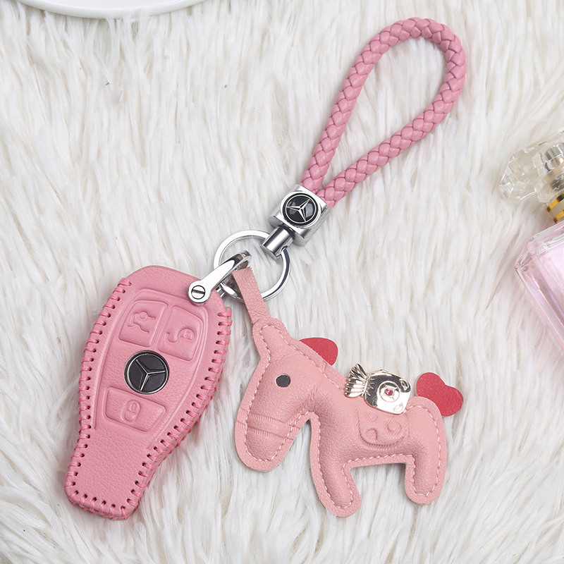 适用于奔驰简约时尚皮钥匙包扣套