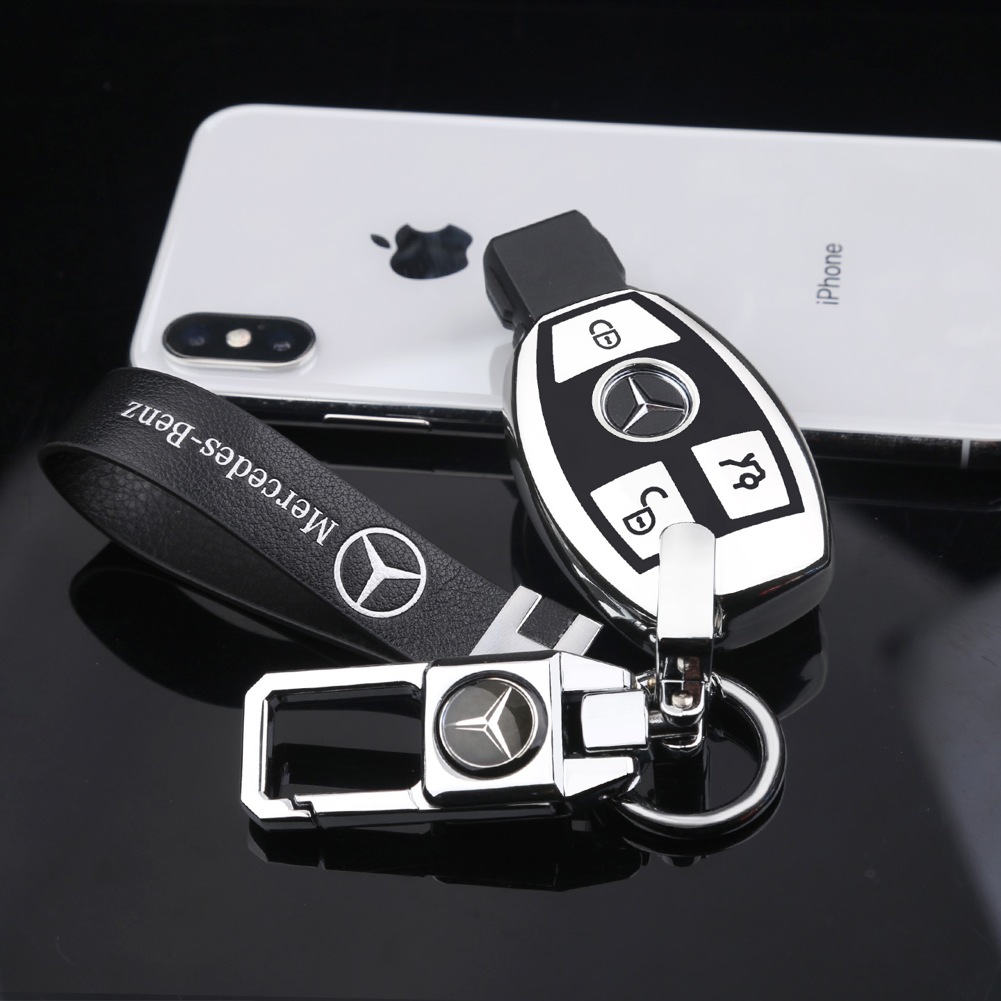 适用于奔驰商务简约钥匙扣包套