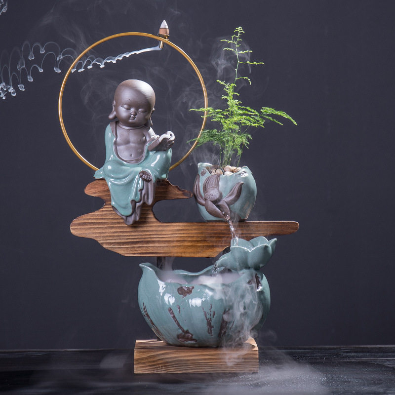 创意招财流水器摆件加湿器客厅办公室书房家居玄关工艺品开业礼品