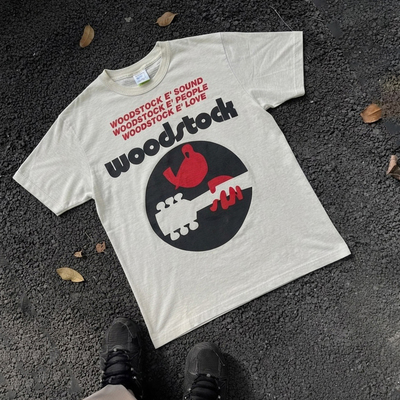 Vintage Woodstock Dove Guitar1969伍德斯托克音乐节和平鸽短袖t