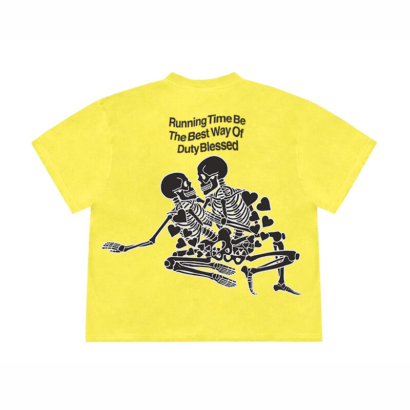 28blocks美式复古骷髅恋爱图案短袖T恤女设计感潮牌小众半袖上衣