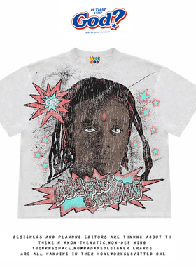 28blocks 260克重磅纯棉! 嘻哈人像~美式复古阿美咔叽短袖T恤男女