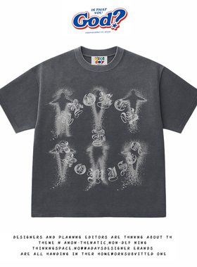 28blocks 260克重磅纯棉! 哥特笑脸~美式复古阿美咔叽短袖T恤男女