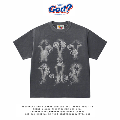 28blocks 260克重磅纯棉! 哥特笑脸~美式复古阿美咔叽短袖T恤男女