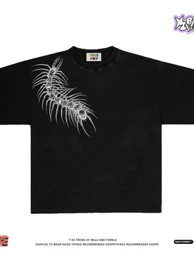 28blocks 艺术家系列 美式复古小众260克重磅纯棉t恤黑色质感上衣