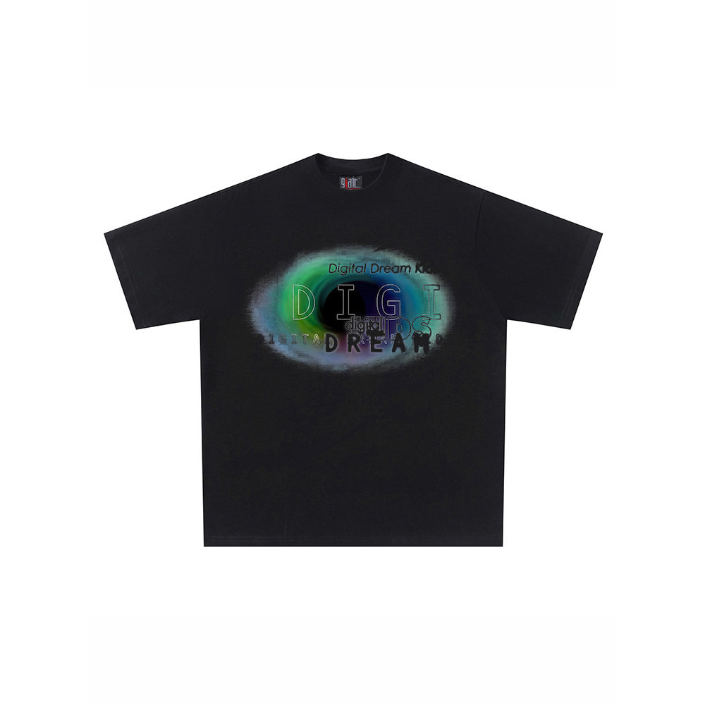 黑色旋涡字母印花短袖t恤