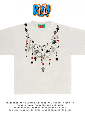 造物GOODGOD 宝石项链韩版2025夏季新款创意纯棉宽松休闲短袖T恤