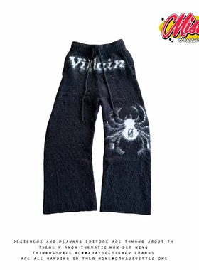 y2k hoodie美式街头风字母印花卫裤女宽松直筒长裤黑色百搭休闲裤