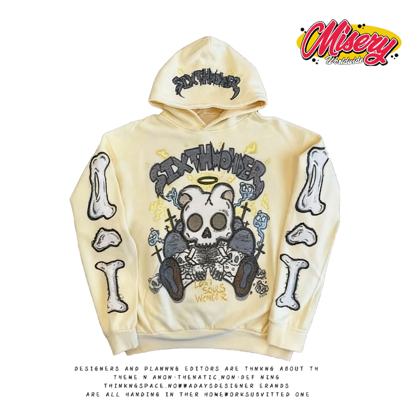 y2k hoodie~嘻哈风骷髅印花连帽卫衣男女潮牌设计感宽松百搭上衣