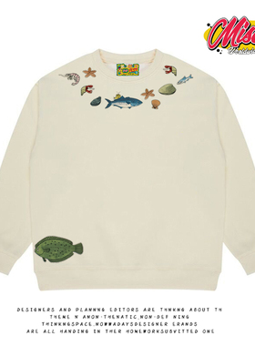 造物GOODGOD 海底鱼群2025秋冬新款小众创意印花宽松百搭圆领卫衣