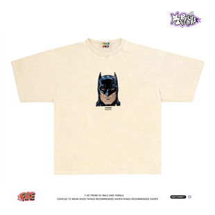 小众怀旧系列短袖 美式 T恤男女宽松oversize棉上衣 暗黑酷盖 行走