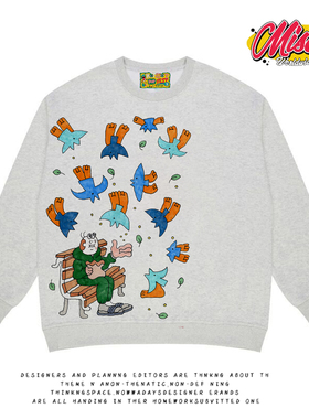 造物GOODGOD 大脚小鸟2025秋冬新款小众创意印花宽松百搭圆领卫衣