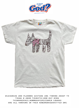 28blocks 260克重磅纯棉! 涂鸦小狗~美式复古阿美咔叽短袖T恤男女