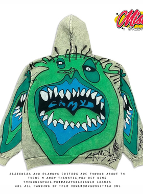 造物GOODGOD 美式重磅！绿色怪物潮牌无性别小众设计百搭连帽卫衣