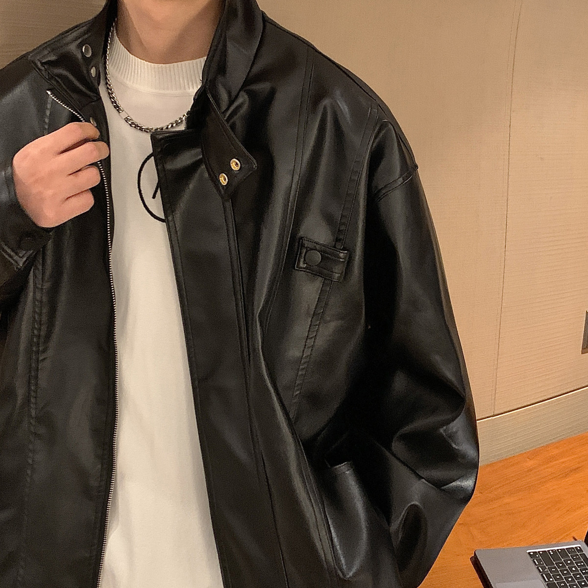 高品质小众设计感皮衣男士机车服外套618-JK150-P110控128,男装皮衣,星座618