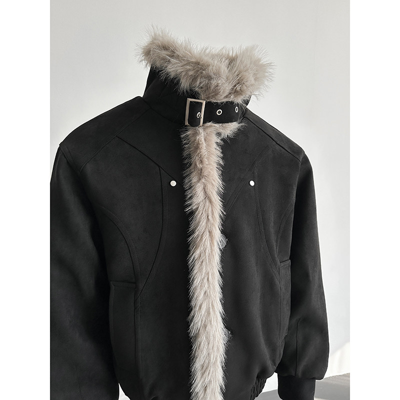 酒红色现货长毛绒棉服棉衣外套618-MF362-P130控218,男装棉衣,星座618