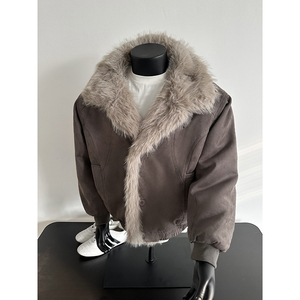 酒红色现货长毛绒棉服棉衣外套618-MF362-P130控218图片
