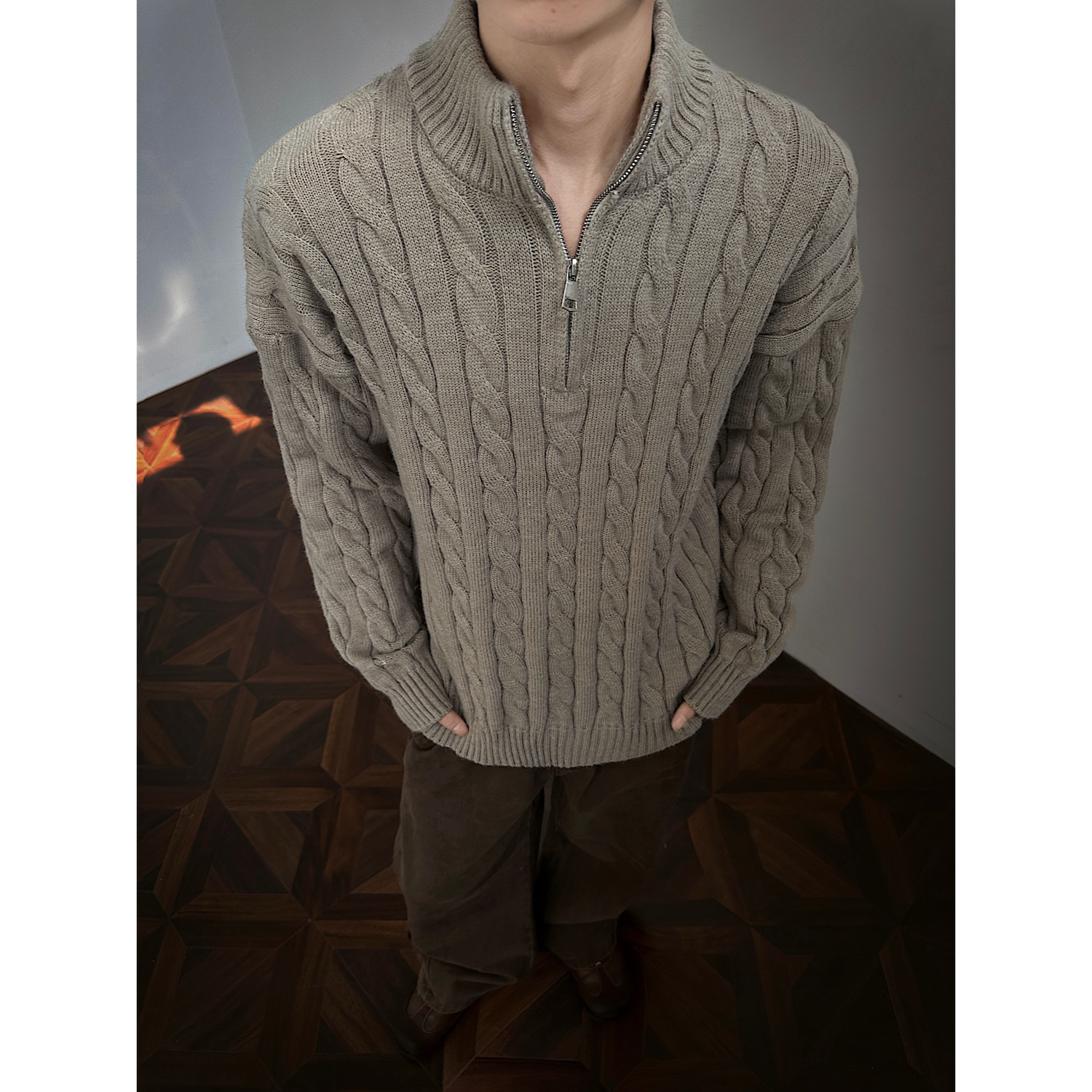 现货麻花半拉链毛衣外套618-MM788-P60控108，男装针织衫/毛衣，星座618