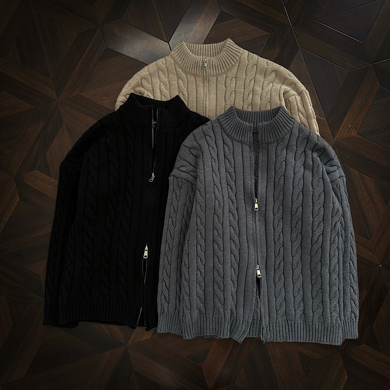 现货麻花拉链衫开衫毛衣外套618-MM787-P70控118，男装针织衫/毛衣，星座618