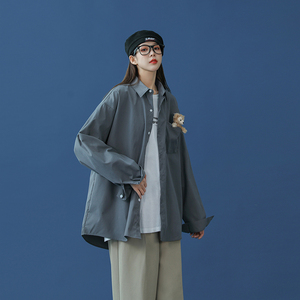 12色7码春装男女长袖衬衫韩版宽松衬衣制服618-CS89-P30控48图片