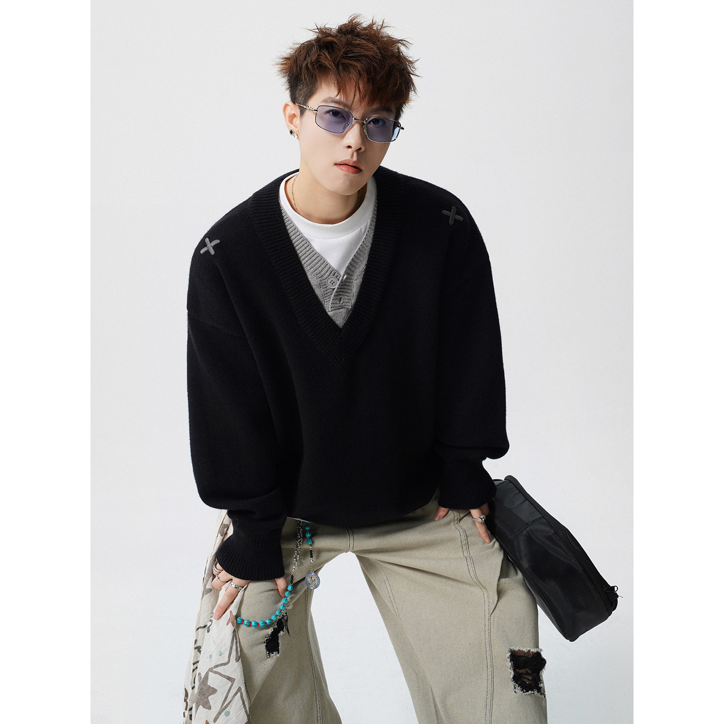 秋冬刺绣假两件毛衣618-MM912-P60控108LK，男装针织衫/毛衣，星座618