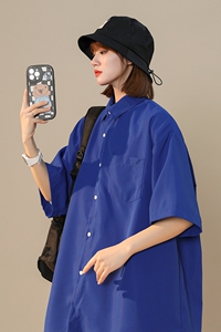 凯旋中性风夏款宽松6色纯色短袖翻领衬衫t桖618-CS90-P30控48图片