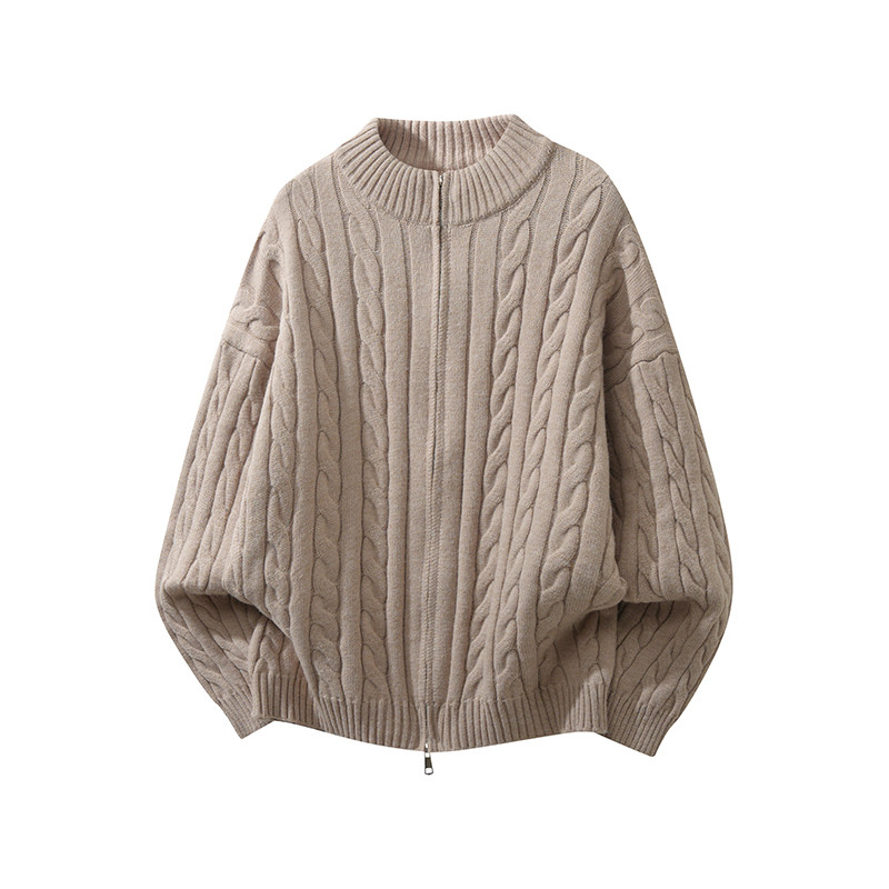 白底现货麻花拉链衫开衫毛衣外套618-MM787-P70控118，男装针织衫/毛衣，星座618