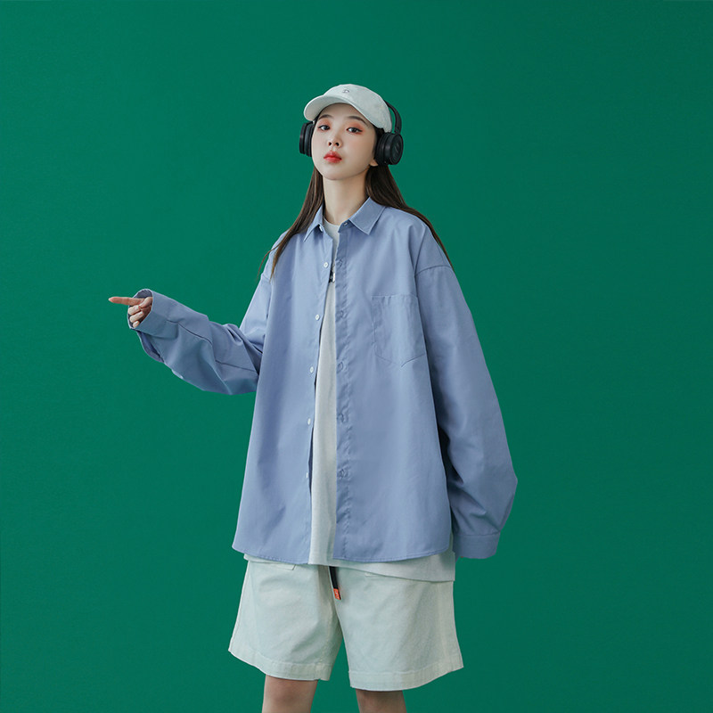 12色7码春装男女长袖衬衫韩版宽松衬衣制服618-CS89-P30控48,男装衬衫,星座618