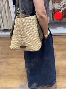 大容量慵懒松弛感水桶包牛皮手工编织包带配件材料包不含线材