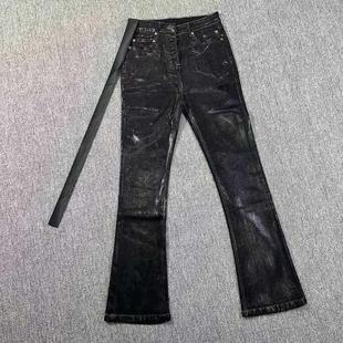 长刷堆积涂层ro裤子牛仔裤微喇男弹力fkcc纯手工自主飘带蜡裤蜡