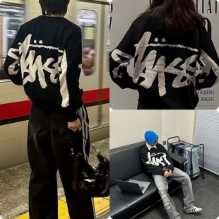 美式复古字母提花毛衣男女秋冬新款宽松慵懒风针织衫情侣装上衣潮