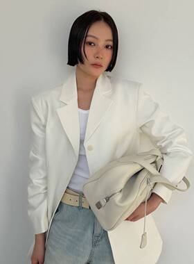 WAITMORE 2026春季韩系简约白色西服女宽松通勤百搭西装外套6021