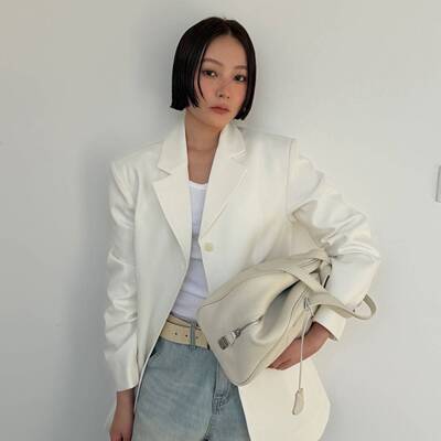 WAITMORE 2026春季韩系简约白色西服女宽松通勤百搭西装外套6021