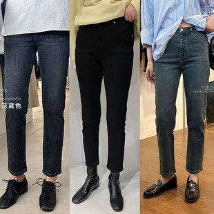 女W05 widelia十三行高腰神裤 烟筒裤 九分裤 小个子小直筒牛仔裤