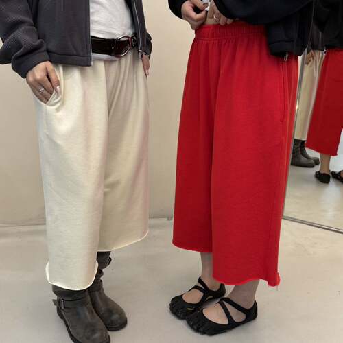 WIDELIA秋冬新款韩系简约纯色七分卫裤松紧腰宽松阔腿休闲裤9090