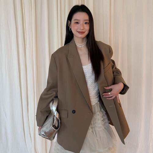 WAITMORE 2026春季韩系高级感廓形西装外套Oversize宽松西服6068