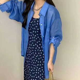 2026夏季纯色麻料防晒衬衫女轻薄舒适透气长袖宽松衬衣51771