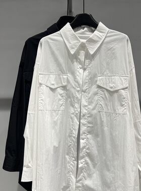 26夏季新款女装版型防晒外套极简设计感纯色宽松中长衬衫女