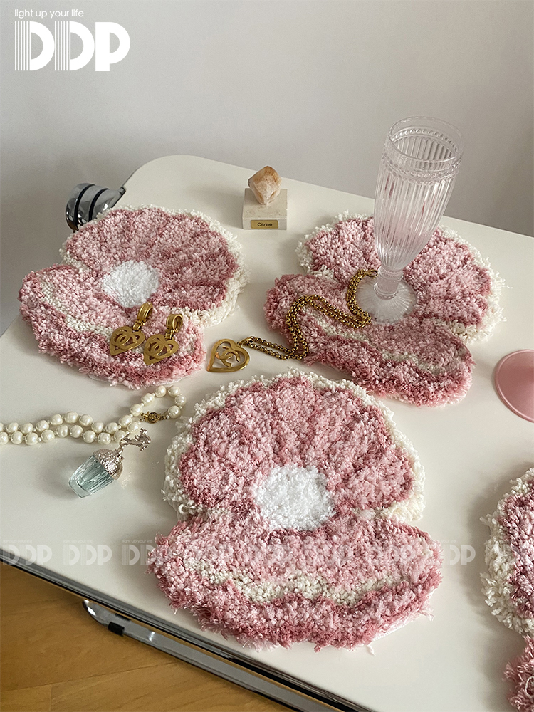 手工簇绒隔热法式复古贝壳杯垫