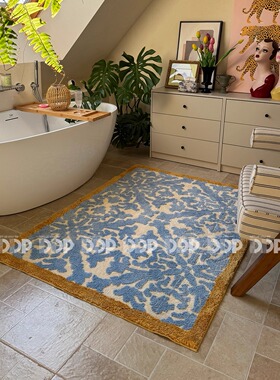 DDP原创手工重工复古法式中国风青花瓷艺术卧室客厅家用簇绒地毯