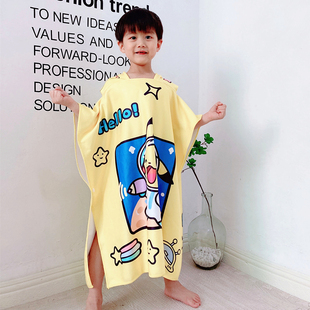 兒童斗篷浴袍浴巾帶帽速干吸水男童女童寶寶游泳洗澡可穿換衣披風