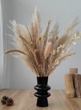 复古高级天然风干芦苇真花干花花束客厅民宿服装店干花装饰摆件