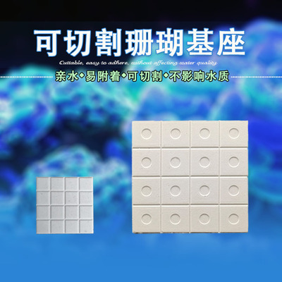 珊瑚断肢陶瓷繁殖基座纽扣底座水族造景10CM方型托盘格子切片基座