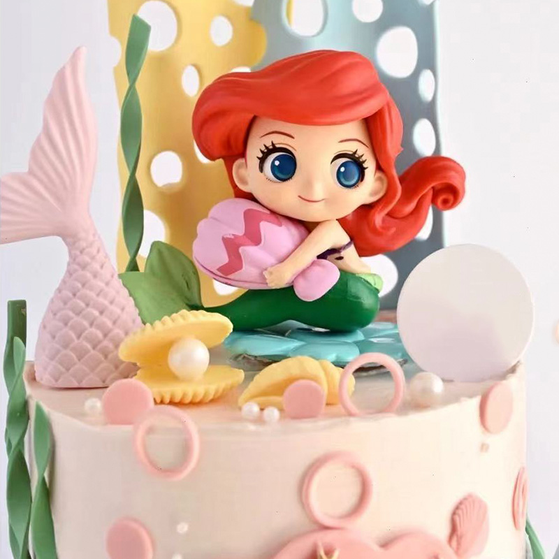 抱贝壳美人鱼摆件儿童生日蛋糕烘焙装饰鱼尾巴海贝星公主硅胶模具