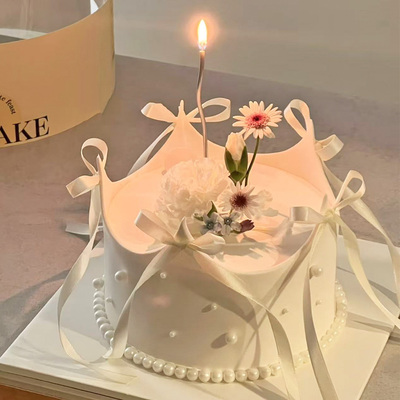 蛋糕烘焙奶白珍珠蝴蝶结丝带